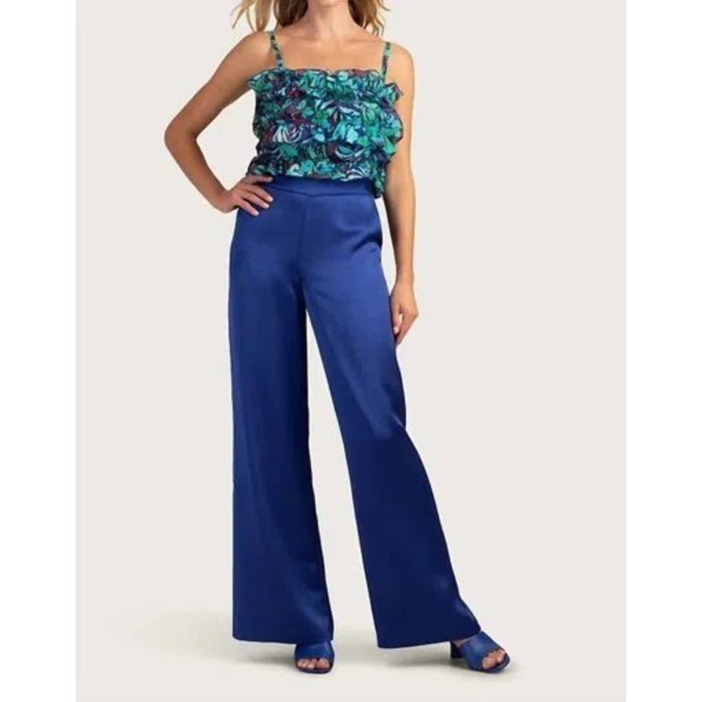 NWT Trina Turk Ines Wide Leg Pants in Cobalt Blue / MSRP $248